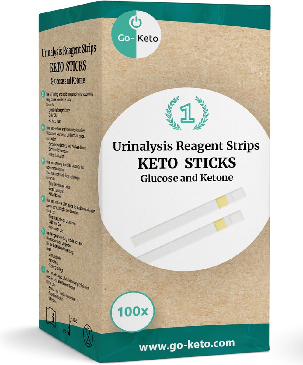 Go-Keto Keto Sticks - Glucose - Ketone Urine test strips (GLU/KET) - Go-Keto
