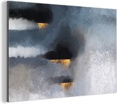 Wanddecoratie Metaal - Aluminium Schilderij Industrieel - Wolken - Gold - Abstract - 90x60 cm - Dibond - Foto op aluminium - Industriële muurdecoratie - Voor de woonkamer/slaapkamer