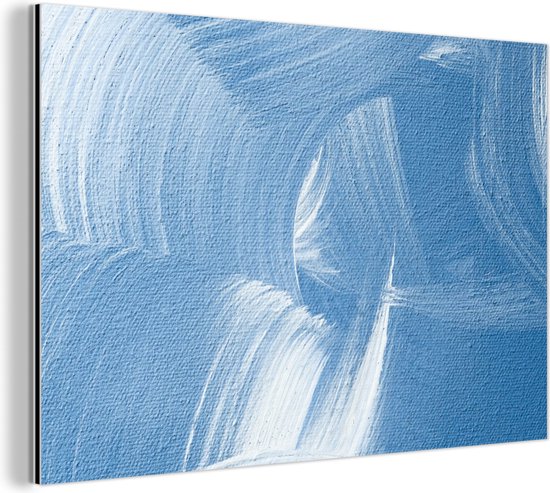 Wanddecoratie Metaal - Aluminium Schilderij Industrieel - Acrylverf - Blauw - Design - 90x60 cm - Dibond - Foto op aluminium - Industriële muurdecoratie - Voor de woonkamer/slaapkamer