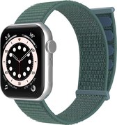 Strap-it Nylon Loop band - Geschikt voor Apple Watch bandje - Series 1/2/3/4/5/6/7/8/9/SE - Dennengroen - Nylon bandje met klittenband - Stof iWatch bandje voor maat: 38 mm 40 mm 41 mm