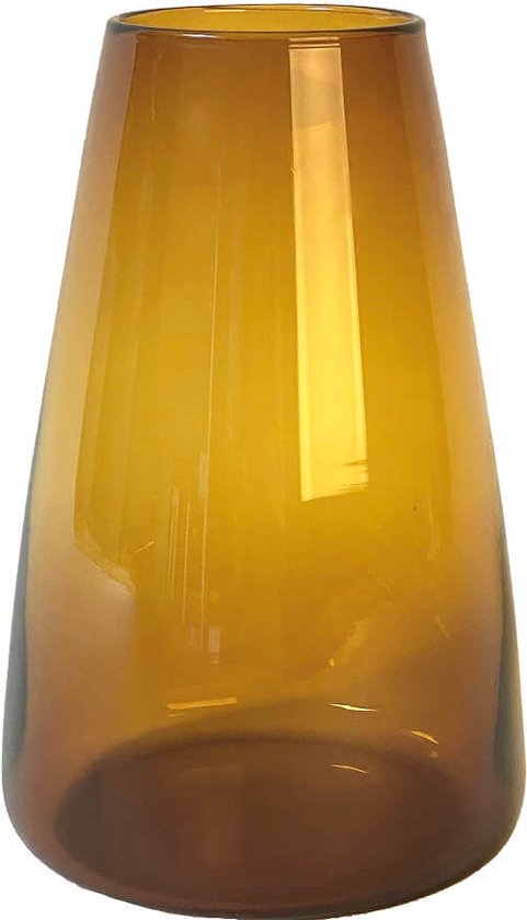 XLBoom Dim Smooth Large Vaas - Glas - Voor Binnen - Amber - 19,5×19,5×30cm
