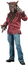 KIMU Kostuum Weerwolf Boze Wolf Pak - Halloween Wolvenpak Met Masker - Roodkapje Dead Horror Walking Eng Festival