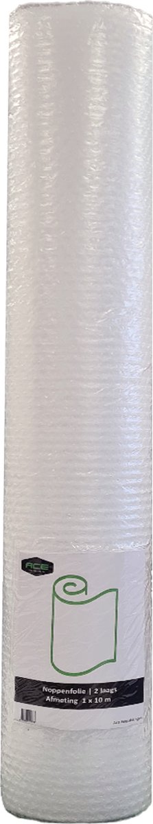 Ace Verpakkingen - Noppenfolie - 1 Stuk - Luchtkussenfolie - Sterke Kwaliteit - 100cm × 10m - Bubbeltjesplastic - Bubbel folie - Perfect voor inpakken en verhuizen - 1 stuk - Ace Verpakkingen