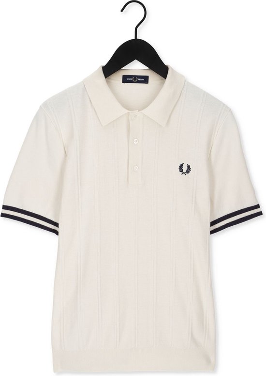 Fred Perry Tipping Texture Knitted Shirt Polo's & T-shirts Heren - Polo shirt - Gebroken wit - Maat S