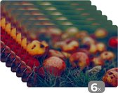 Placemat - Placemats kunststof - Landelijke decoratie - Herfst - Appel - Fruit - 45x30 cm - 6 stuks - Hittebestendig - Anti-Slip - Onderlegger - Afneembaar