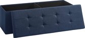 Sofa met opbergdoos, zitkast, vouwkast, max.Statische belasting 300 kg, 120 L, 110 x 38 x 38 cm, faux linnen, marineblauw LSF77In