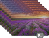 Placemat - Placemats kunststof - Lavendel - Wolken - Lente - 45x30 cm - 6 stuks - Hittebestendig - Anti-Slip - Onderlegger - Afneembaar