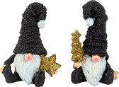 Nain avec bonnet de couchage noir/or - couple de nains - hauteur : 7cm - 2 pièces