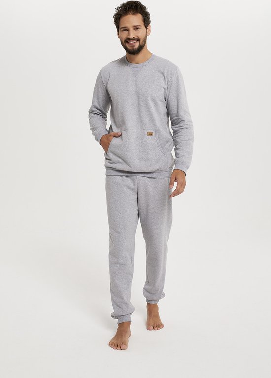 Katoenen trainingspak voor heren - Huispak voor heren - Winter heren pyjama - Italian Fashion Fox - grijs XL