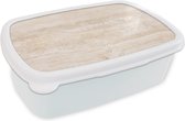 Broodtrommel Wit - Lunchbox - Brooddoos - Marmer - Stenen - Zand - Textuur - 18x12x6 cm - Volwassenen