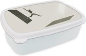 Broodtrommel Wit - Lunchbox - Brooddoos - Vintage - Man - Design - 18x12x6 cm - Volwassenen
