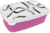 Broodtrommel Roze - Lunchbox - Brooddoos - Lijn - Minimalisme - Design - 18x12x6 cm - Kinderen - Meisje