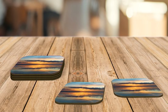 Sous- Sous-verres pour verres - Mer - Horizon - Couleurs - 10x10 cm - Sous-verres en verre - 6 pièces