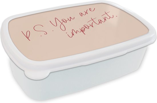 Broodtrommel Wit - Lunchbox - Brooddoos - Tekst - P.S. you are important -  Quotes -... | bol.com