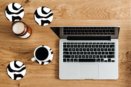 Sous-verres pour verres - Rond - Abstrait - Minimalisme - Design - 10x10 cm - Sous-verres en verre - 6 pièces