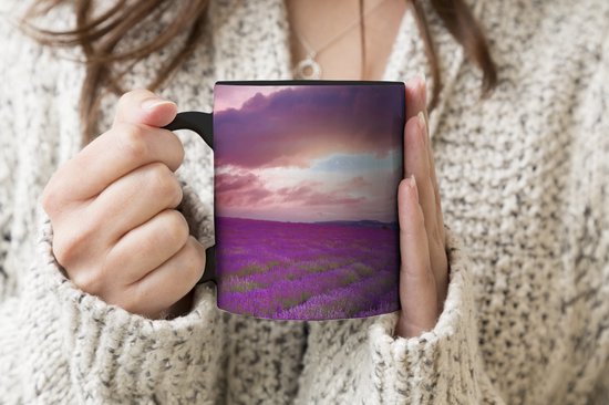 Mug Magique - Photo sur Mugs Chauffants - Tasse à Café - Lavande - Violet - Nuages - Fleurs - Mug Magic - Tasse - 350 ML - Tasse à Thé