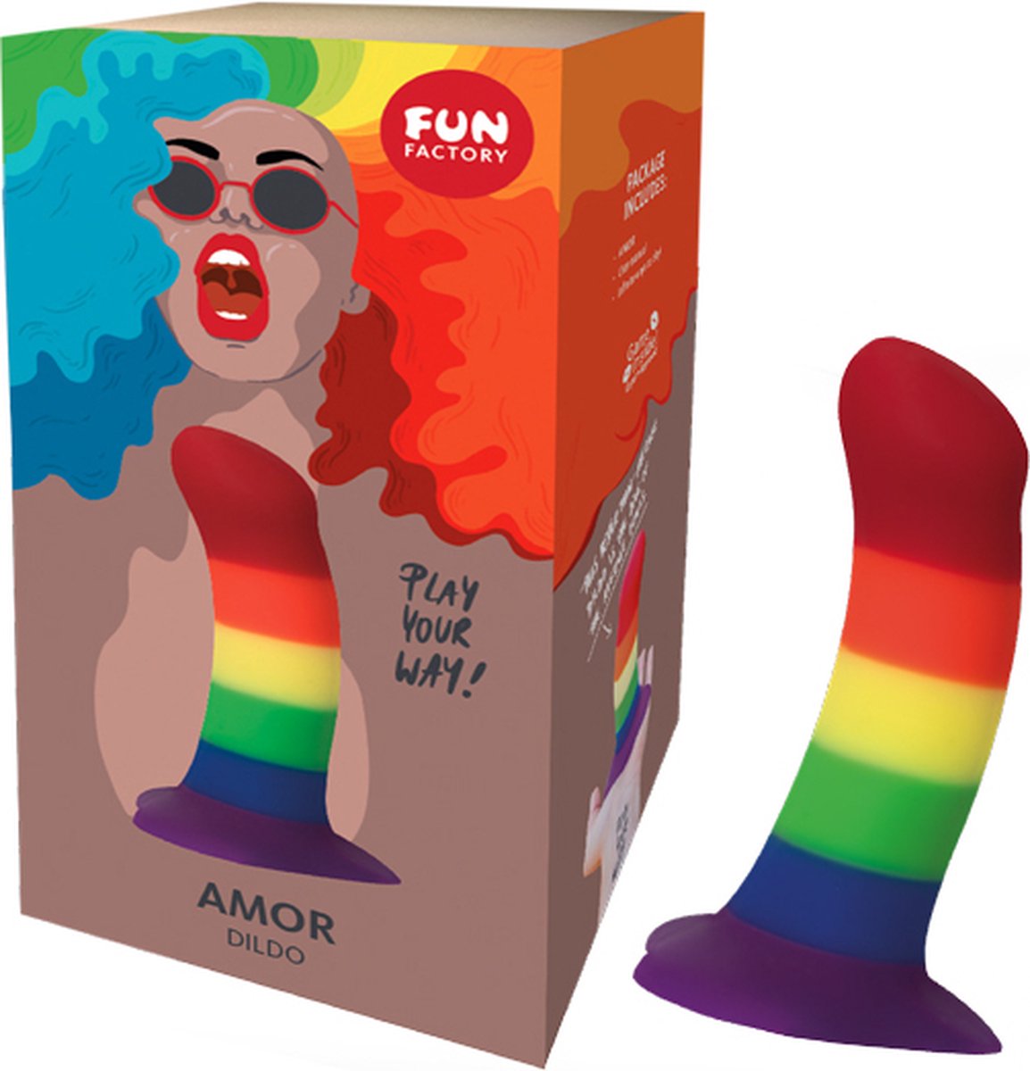 Goedkoopste Fun Factory - Amor - Dildo met zuignap - Regenboog kleuren - Pride edition