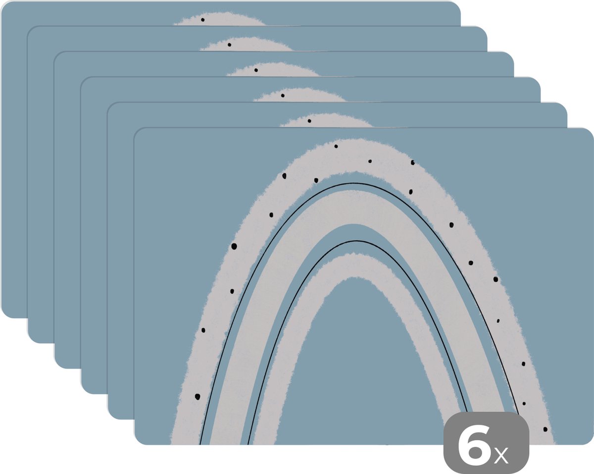 Placemat - Regenboog - Pastel - Abstract - Onderleggers - Placemats - Tafel - 45x30 cm - 6 stuks