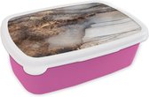 Broodtrommel Roze - Lunchbox - Brooddoos - Storm - Goud - Abstract - 18x12x6 cm - Kinderen - Meisje