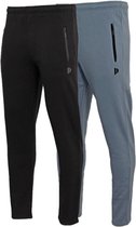 2-Pack Donnay - Joggingbroek met rechte pijp - sportbroek - Heren - Maat 3XL - Zwart/Blue-grey (486)