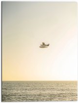 WallClassics - Dibond - Klein Vliegtuig boven het Zeewater - 60x80 cm Foto op Aluminium (Met Ophangsysteem)