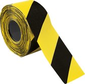 Afzetlint met schuine strepen, geel zwart, 500 meter