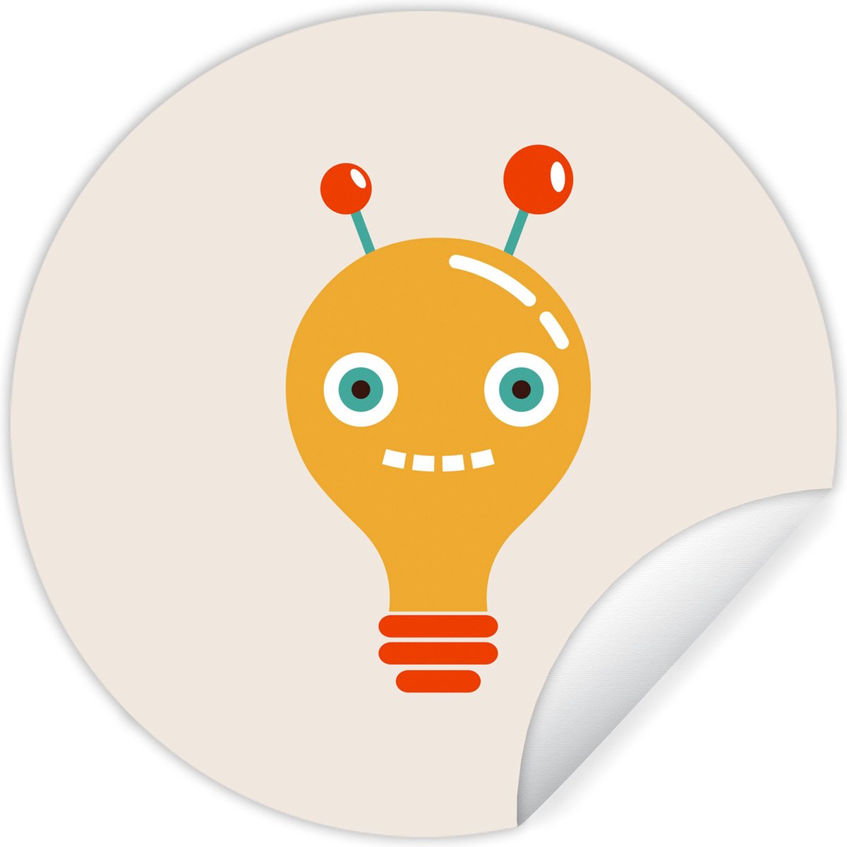 Behangsticker kind - Decoratie kinderkamers - Robot - Gloeilamp - Gezicht - Antenne - 100x