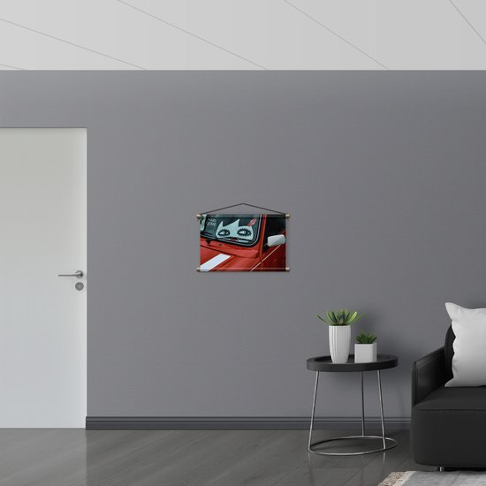 WallClassics - Affiche textile - Dessin sur voiture rouge - 60x40 cm Photo sur textile