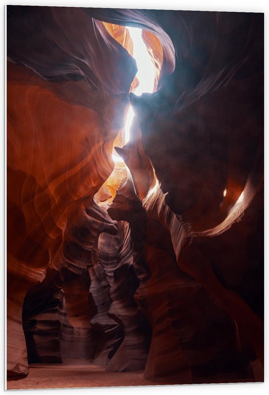 WallClassics - Feuille de mousse PVC - Rayon de lumière à travers les roches Oranje aux États-Unis - 60x90 cm Photo sur feuille de mousse PVC