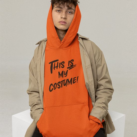 Halloween Hoodie - This Is My Costume Oranje (MAAT M - UNISEKS FIT) - Halloween kostuum voor volwassenen - Dames & Heren