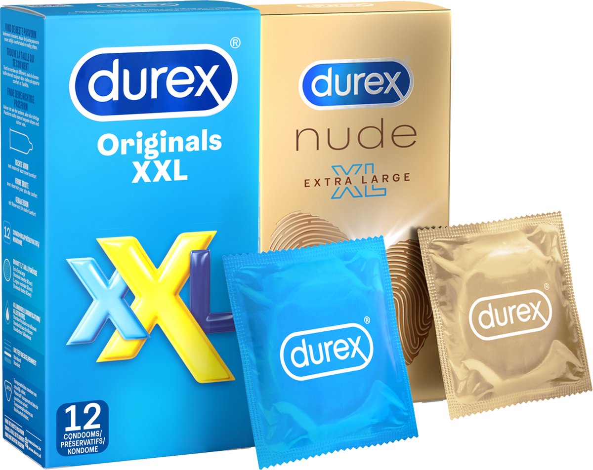 Durex - Originals XXL Condooms 12 stuks&Nude XL Condooms 10 stuks Pakket