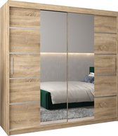 InspireMe - Kledingkast met 2 schuifdeuren, Modern-stijl, Kledingkast met planken (BxHxD): 200x200x62 - VENTILA IV 200 Sonoma Eik