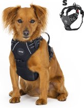 Mister Mill Dog Harness 3x Click Buckle Taille S Zwart - Harnais anti- Trek pour chien - Harnais Y pour chien réfléchissant