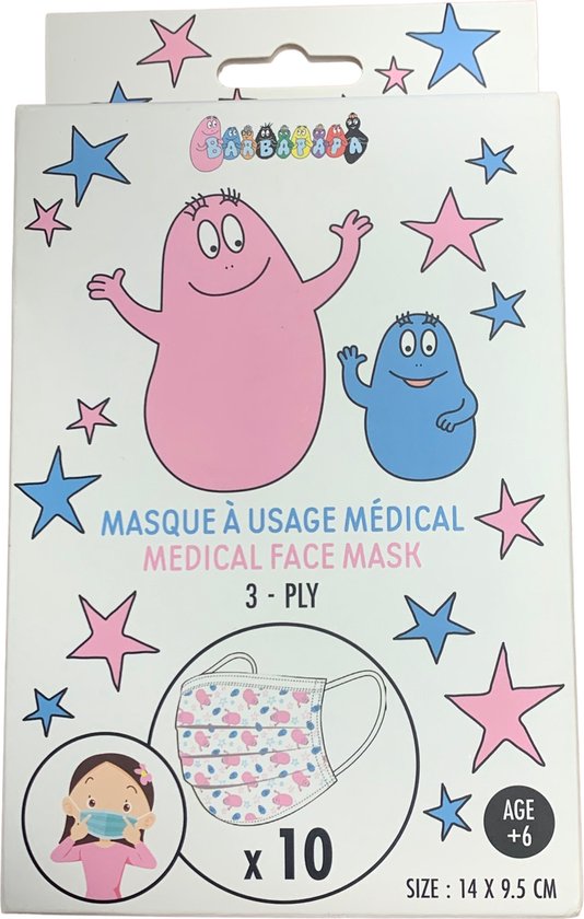 Foto: Barbapapa mondmaskers 10 stuks polyflame 14x 9 5 cm vanaf 6 jaar