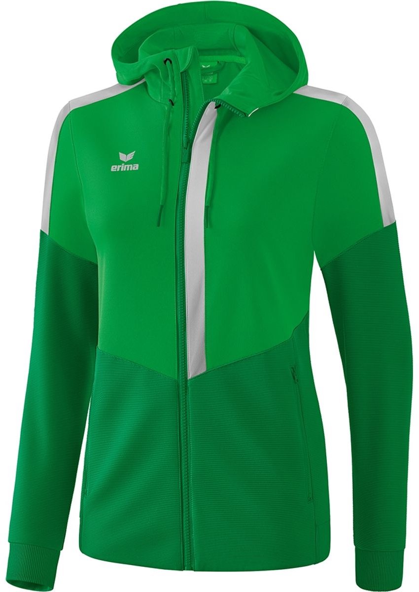 Erima Squad Trainingsjack Met Capuchon Dames - Fern Green / Smaragd / Silver Grey | Maat: 42