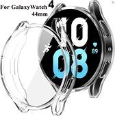 Full Cover Screen Protector - Cover Case - Bumper Hoesje - Geschikt Voor Samsung Galaxy Watch4 44mm - Beschermhoes - Screenprotector - Beschermer Hoes - Volledige 360 Graden Display & Rand Bescherming - Transparant