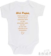 100% katoenen Romper met Tekst "Hoi Papa..." - Wit/tan - Zwangerschap aankondiging - Zwanger - Pregnancy announcement - Baby aankondiging - In verwachting
