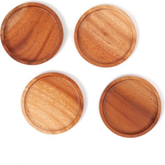 Khaya - houten onderzetters voor diverse glazen bekers - set van 4 | bol.com