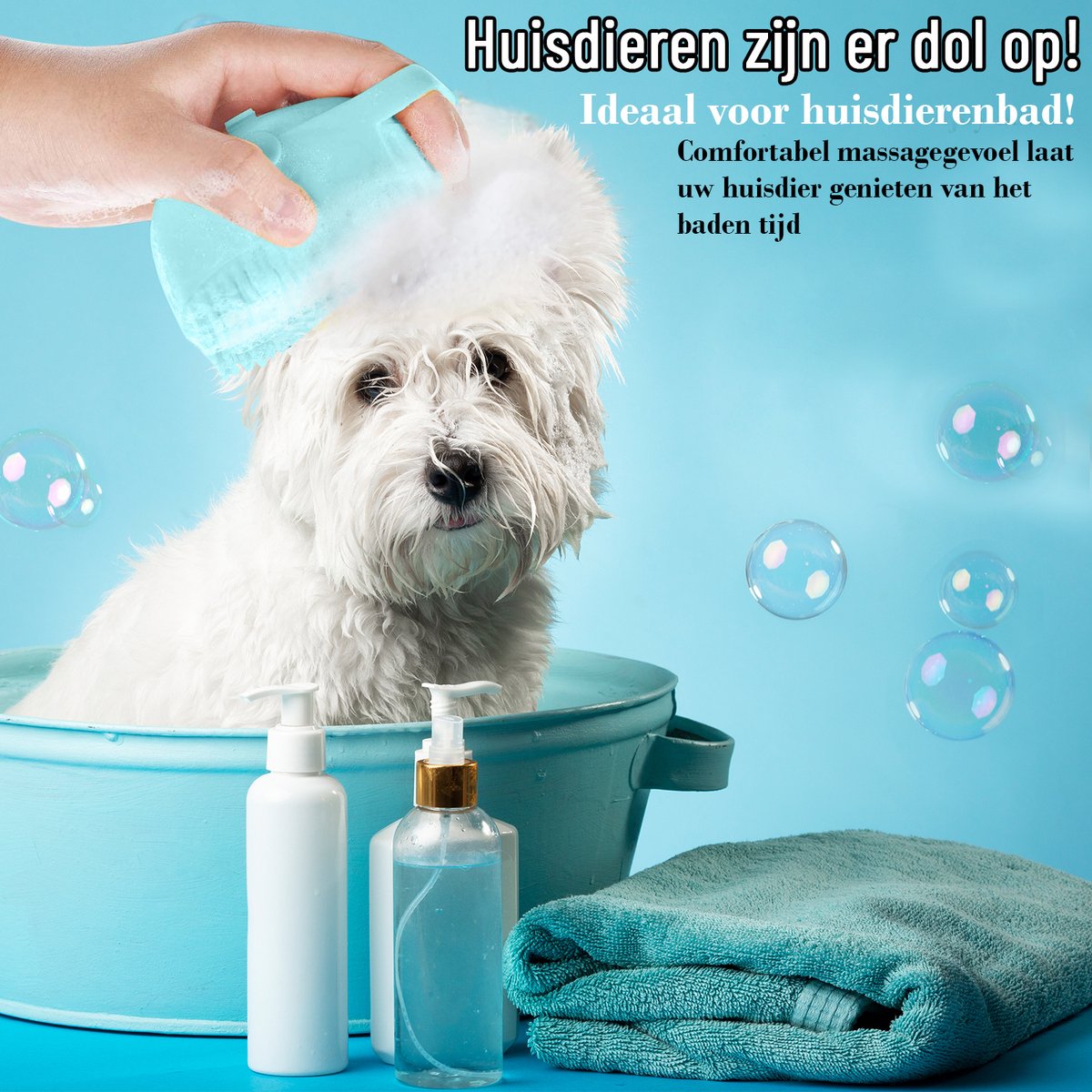AFZstore® Hondenborstel -blauw - Hondenborstel - Kattenborstel - Diervriendelijk - Comfortabel en Veilig - hond - Kat - katten - Honden - Honden Kam- Hondenborstel