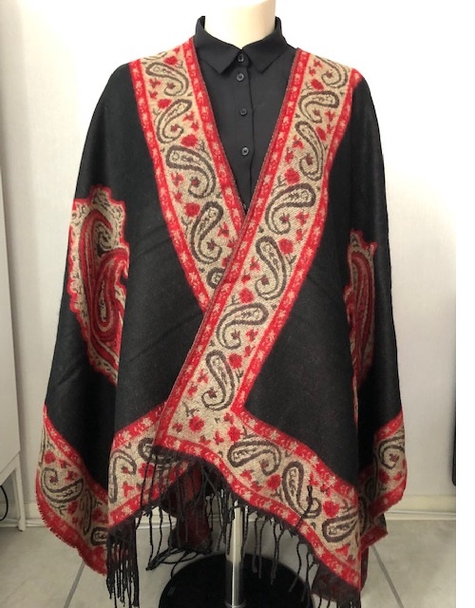 Dames Effen Poncho Capes Open Front Deken Sjaal Wrap Winter Vest Jas