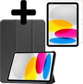 Hoes Geschikt voor iPad 2022 Hoes Luxe Hoesje Book Case Met Screenprotector - Hoesje Geschikt voor iPad 10 Hoes Cover - Zwart