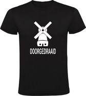 DOORGEDRAAID Heren T-shirt | windmolen | molen | molenaar | doorgedraaid | GEK | Gestoord | Knettergek | LOSGESLAGEN | Shirt