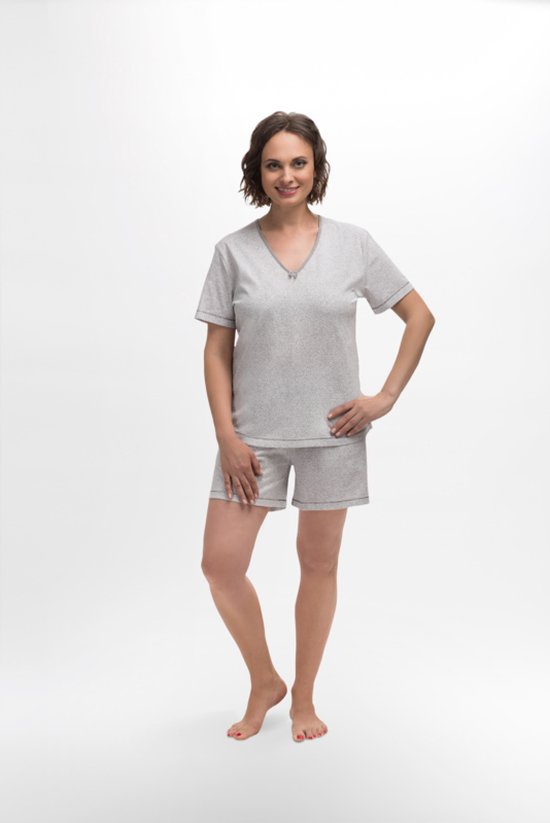 Martel Lara dames shortama 100% katoen wit/grijs - gemaakt in Europa XL