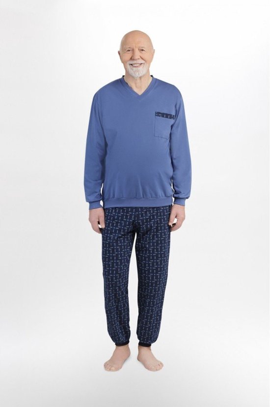 Martel Karol - pyjama blauw-100% katoen - gemaakt in Europa XXL