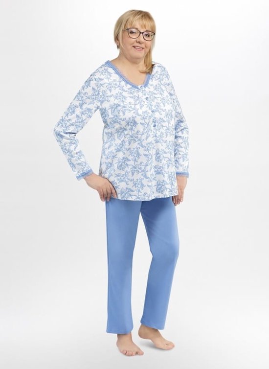 Martel Anastazja - dames lange pyjama- blauw L
