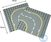 Uniblocks | Wegenplaat bocht - 19 x 19 cm - 2 stuks | 2 stuks | Bouwplaat geschikt voor Duplo |wegen | stad | city | wegplaat | auto’s | combineer met DUPLO wegenplaten | bouwplaten