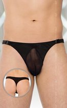 SoftLine Collection - Sexy transparante heren string met sluiting aan de zijkant zwart XL
