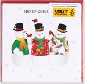 Kerstkaarten - 3 Pakjes Amnesty International - Sneeuwpoppen - 8-delig