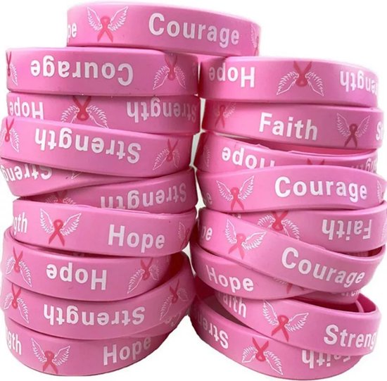 pink - ribbon - polsband - kunsstof - roze - support - kanker - oktober-  borstkanker | bol.com