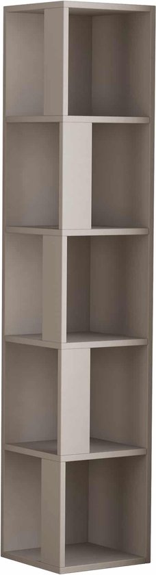 Bibliothèque d'angle Hocuspicus à 5 niveaux – Diverse couleurs disponibles – 31,4 x 31,4 x 158,9 cm – Fixation murale – Bibliothèque pour salon ou bureau – Montage facile – (Moka clair)